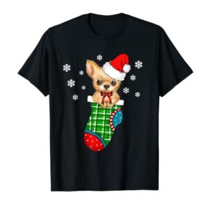 Cute Chihuahua Puppy In Christmas Stocking T-Shirt