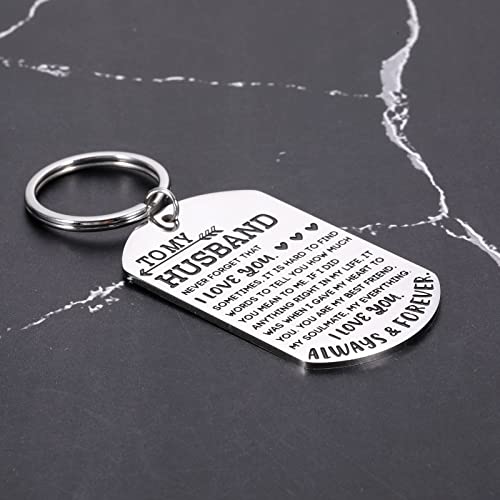 Valentines Day Gifts for Him Husband Gifts from Wife I Love You Keychain for Men Anniversary Engagement Christmas Wedding Birthday Gifts for Hubby Fiance Groom from Wifey Bride Fiancee Sentimental