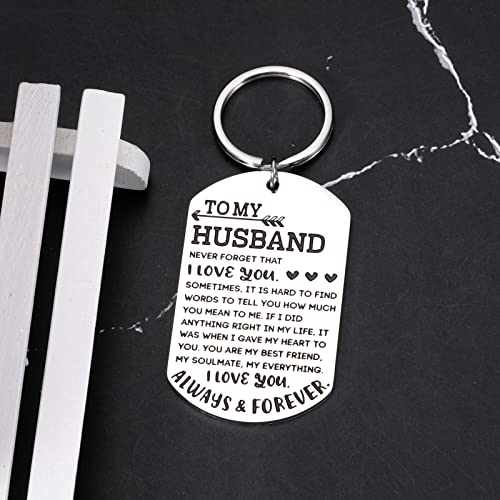 Valentines Day Gifts for Him Husband Gifts from Wife I Love You Keychain for Men Anniversary Engagement Christmas Wedding Birthday Gifts for Hubby Fiance Groom from Wifey Bride Fiancee Sentimental