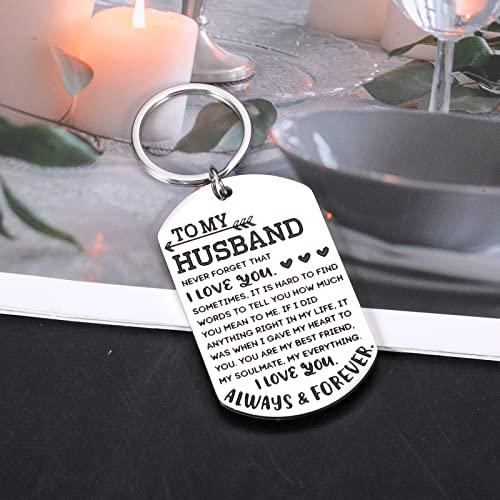 Valentines Day Gifts for Him Husband Gifts from Wife I Love You Keychain for Men Anniversary Engagement Christmas Wedding Birthday Gifts for Hubby Fiance Groom from Wifey Bride Fiancee Sentimental