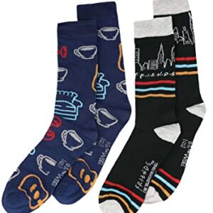 Hyp Friends TV Show All Over Print and Striped Pattern Men's Crew Socks 2 Pair Pack