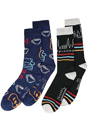 Hyp Friends TV Show All Over Print and Striped Pattern Men's Crew Socks 2 Pair Pack