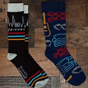 Hyp Friends TV Show All Over Print and Striped Pattern Men's Crew Socks 2 Pair Pack