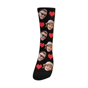 D-Story Custom Photo Pet Face Socks, Love Heart Crew Socks with 2 Faces for Men Women (Made In USA)