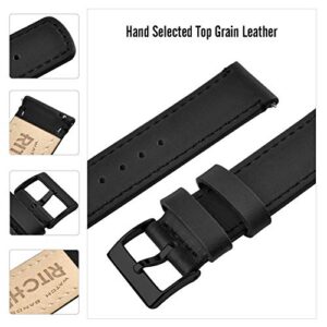 Ritche Christmas Stocking Stuffers 24mm Quick Release Classic Vintage Leather Watch Bands Black Genuine Leather Watch Straps for Men