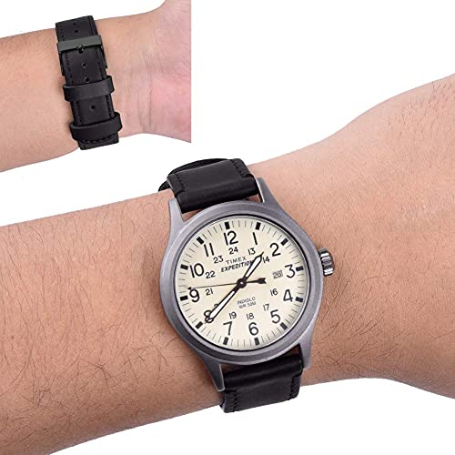 Ritche Christmas Stocking Stuffers 24mm Quick Release Classic Vintage Leather Watch Bands Black Genuine Leather Watch Straps for Men