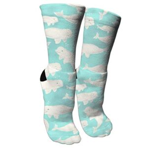 lovely beluga whale women’s cotton crew socks men’s funny novelty athletic crew socks crazy cool colorful dress socks gift