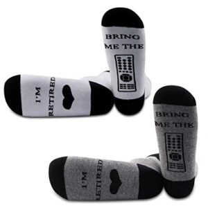funny men’s retirement gift i’m retired bring me the remote funny socks fathers day gift for dad/husband/grandpa/uncle (bring me remote socks set)