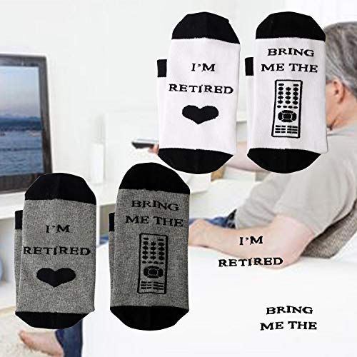 Funny Men’s Retirement Gift I’m Retired Bring Me The Remote Funny Socks Fathers Day Gift For Dad/Husband/Grandpa/Uncle (Bring Me Remote Socks Set)