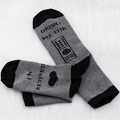 Funny Men’s Retirement Gift I’m Retired Bring Me The Remote Funny Socks Fathers Day Gift For Dad/Husband/Grandpa/Uncle (Bring Me Remote Socks Set)