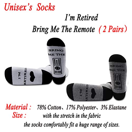 Funny Men’s Retirement Gift I’m Retired Bring Me The Remote Funny Socks Fathers Day Gift For Dad/Husband/Grandpa/Uncle (Bring Me Remote Socks Set)