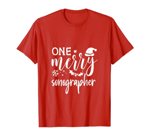 One Merry Sonographer Christmas Santa Hat Ultrasound Tech T-Shirt