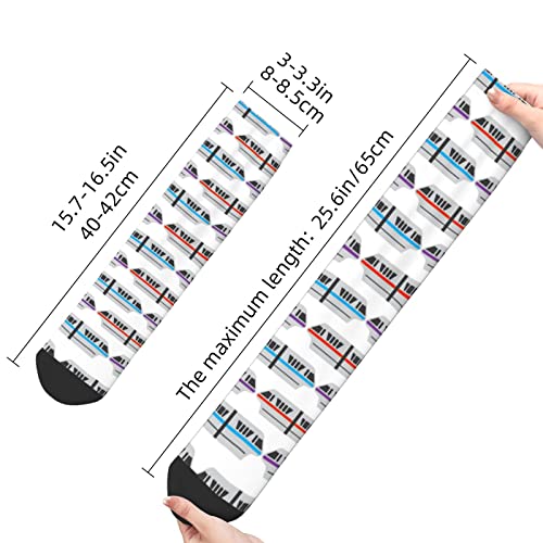 CARRDKDK Winter Mid-calf Socks Crash Color,Scompression thick cotton Monorail Train stockings for Women Mens Medium Sport Black 16In