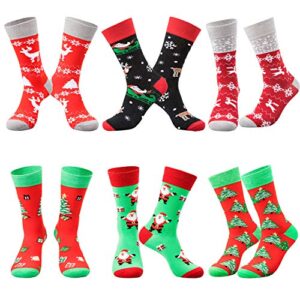 mens funny socks christmas socks for men women colorful fun novelty crew patterned socks 6 pairs us 7-13