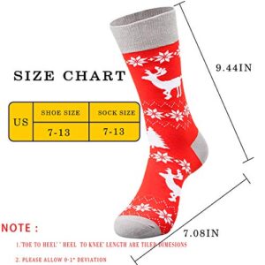 Mens Funny Socks Christmas Socks for Men Women Colorful Fun Novelty Crew Patterned Socks 6 Pairs US 7-13