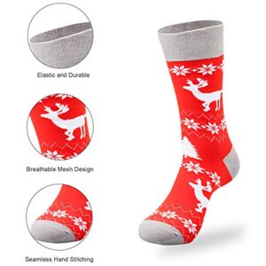 Mens Funny Socks Christmas Socks for Men Women Colorful Fun Novelty Crew Patterned Socks 6 Pairs US 7-13