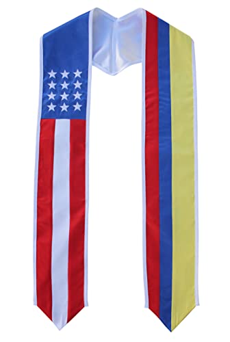 Colombia and USA Combo Flag Graduation Sash Stole Country Pride (Colombia/USA)