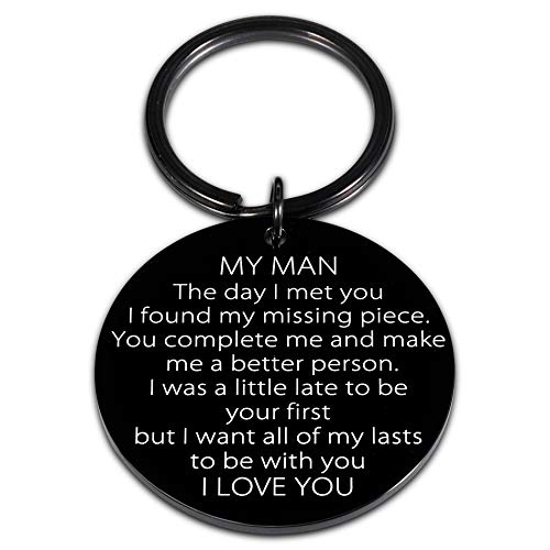 Boyfriend Christmas Anniversary Valentine's Day Birthday Gifts to My Man Keychain for Husband Boyfriend Groom Fiance Hubby from Wife Girlfriend Bride Fiancee Wifey Engagement Wedding Dating Gifts