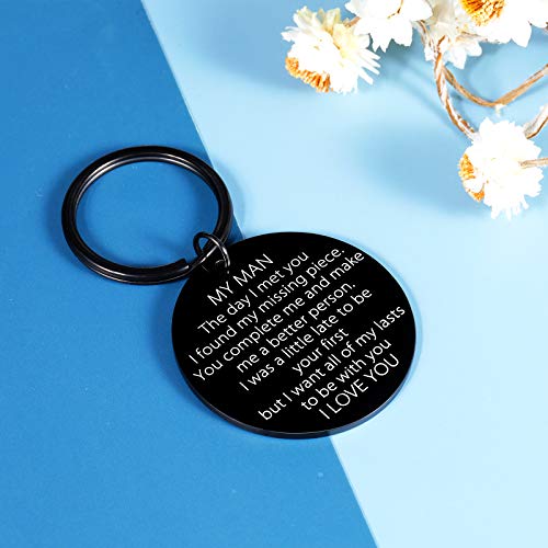 Boyfriend Christmas Anniversary Valentine's Day Birthday Gifts to My Man Keychain for Husband Boyfriend Groom Fiance Hubby from Wife Girlfriend Bride Fiancee Wifey Engagement Wedding Dating Gifts