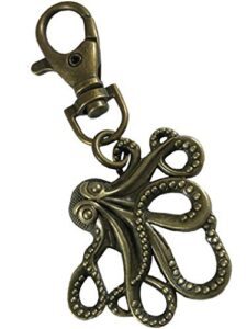 qichi bronze color octopus keychain steampunk swivel clasp