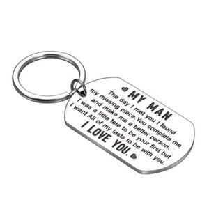 valentines day gifts for man to my man keychain anniversary birthday gifts for him men husband wedding i love you couples gift for boyfriend hubby fiance groom from her wife girlfriend fiance keyring