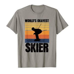 World's Okayest Skier Retro Vintage Ski Lover Skiing T-Shirt