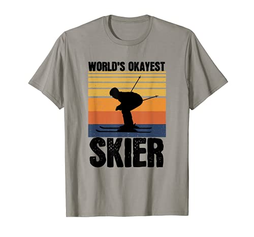 World's Okayest Skier Retro Vintage Ski Lover Skiing T-Shirt