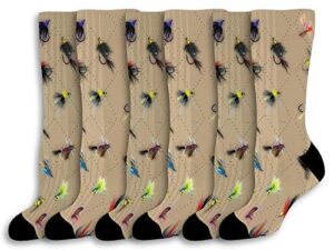 fish gifts for women and men fly fishing gifts fish crew socks unisex 6-pairs novelty crew socks