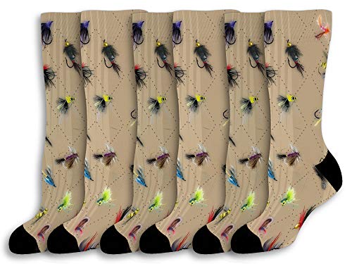 Fish Gifts for Women and Men Fly Fishing Gifts Fish Crew Socks Unisex 6-Pairs Novelty Crew Socks