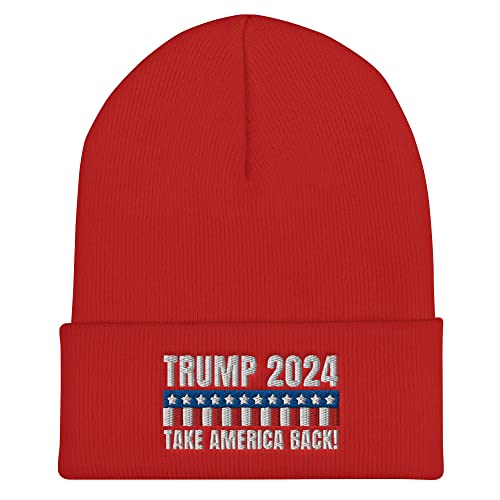 Trump Hat 2024 Hat (Embroidered Cuffed Beanie) Take Back America Save