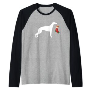 Greyhound Christmas Stocking Stuffer Dog Raglan Baseball Tee