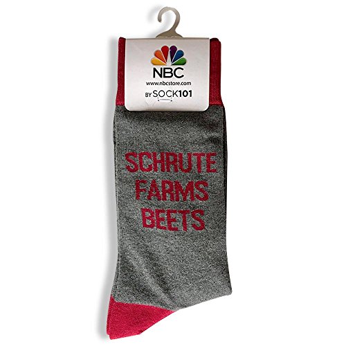 The Office Schrute Farms Beets Dwight Schrute Knit Dress Socks - Grey and Red - One Size Fits All