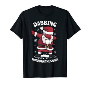 santa dabbing through snow christmas stocking stuffer gift t-shirt