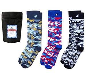 fun digital camo mens dress socks colorful digicamo gift 3-pack, made in america