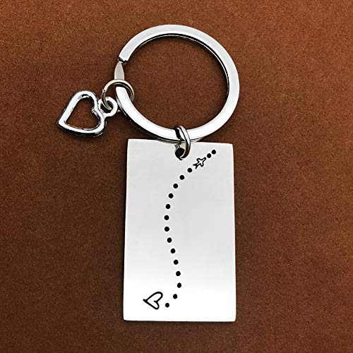 Couple Keychain， I Love You More Than The Miles Between Us Long Distance Relationship Gift for Boyfriend Girlfriend Brithday Valentines Gift Personalized Couples Jewelry Going Away Gift Keychain