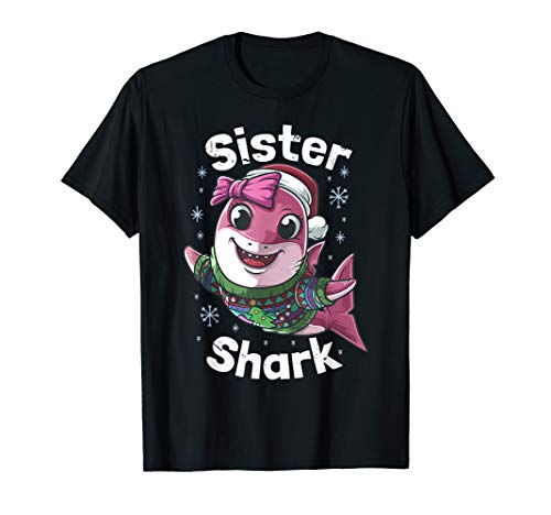 Matching Sister Shark Christmas Stocking Stuffer Gift T-Shirt