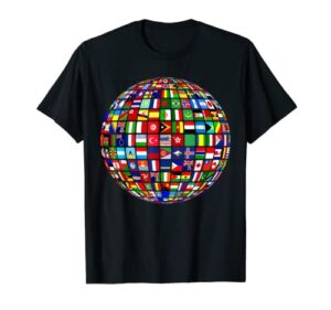 world map of flags globe atlas tshirt flags of the world