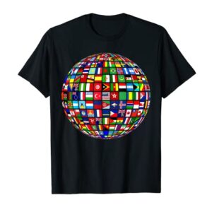 World Map of Flags Globe Atlas Tshirt Flags of the World