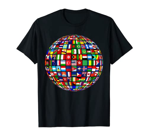 World Map of Flags Globe Atlas Tshirt Flags of the World