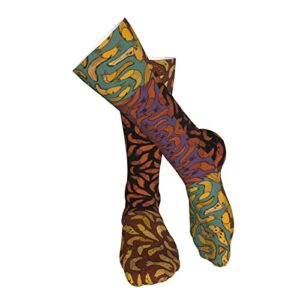 YAkkYA Men's Woman's Cushioned Crew Socks Non Slide Moisture Control Athletic Socks, Cotton Compression Socks for Work Yoga Sports, Quater for Banana Slug Art Winter Warm Sock
