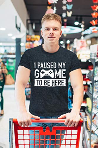 I Paused My Game to Be Here t Shirt Gamer Gifts for Men Gaming Funny Graphic Tees (Charcoal Black, Youth S(8))