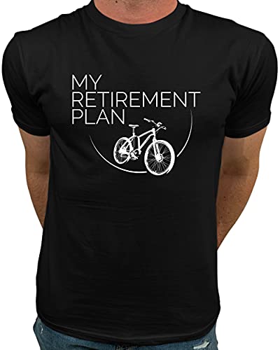 Market Trendz My Retirement Plan Cycling Funny Bike Rider Retirement Gift Bicycle White on Black XL