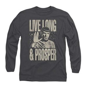 star trek live long & prosper longsleeve t shirt & stickers (medium) charcoal