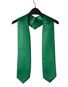 unisex adult plain graduation stole for academic commencements for high school, college and university, 60” long, emerald green