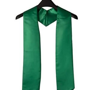 Unisex Adult Plain Graduation Stole For Academic Commencements For High School, College And University, 60” Long, Emerald Green
