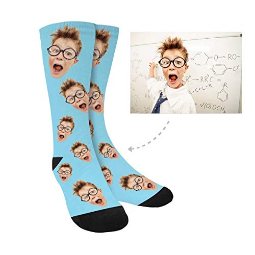 MyPupSocks Custom Face Socks Turn Your Dog Cat Pet Photo into Personalized Socks Men and Women for Your Dad Little Blue
