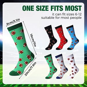 JaGely 6 Pairs Men's Novelty Baseball Football Socks Sports Funny Crew Socks Baseball Football Lover Gift for Women Running Athletic (Football Style)