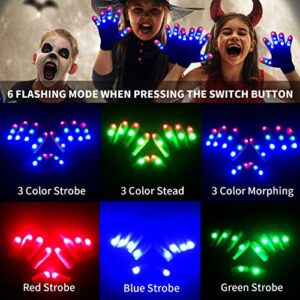 ONEREED 4 Pairs LED Gloves Girls Boys Toys Age 8-12 Years Old Light Up Gloves for Kids Teens and Adults Halloween Christmas Valentines Easter Birthday Parties Gifts for Kids Friends Parents Couples