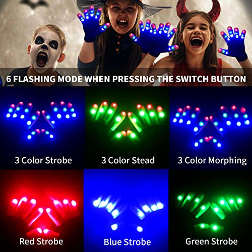 ONEREED 4 Pairs LED Gloves Girls Boys Toys Age 8-12 Years Old Light Up Gloves for Kids Teens and Adults Halloween Christmas Valentines Easter Birthday Parties Gifts for Kids Friends Parents Couples