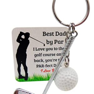 Westmon Works Golf Club Keychain Best Dad by Par Metal Key Ring for Golfer Daddy with Card for His Birthday orFathers Day